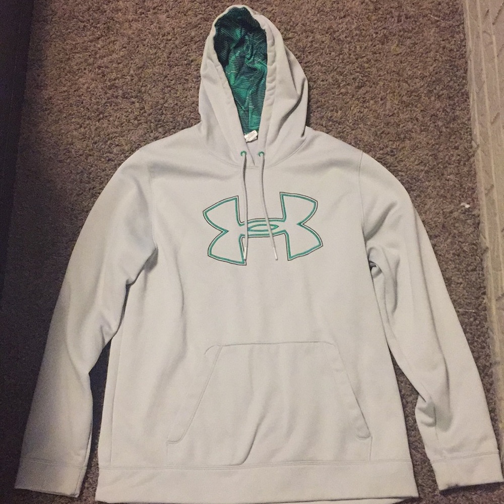 Gray and Green Under Armor Hoodie